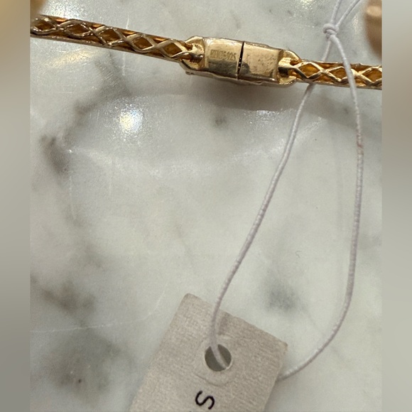 NEW Rachel Zoe 24K Gold Plate Onyx Clover Leaf Sterling Silver Bangle NWT HTF - Picture 6 of 6